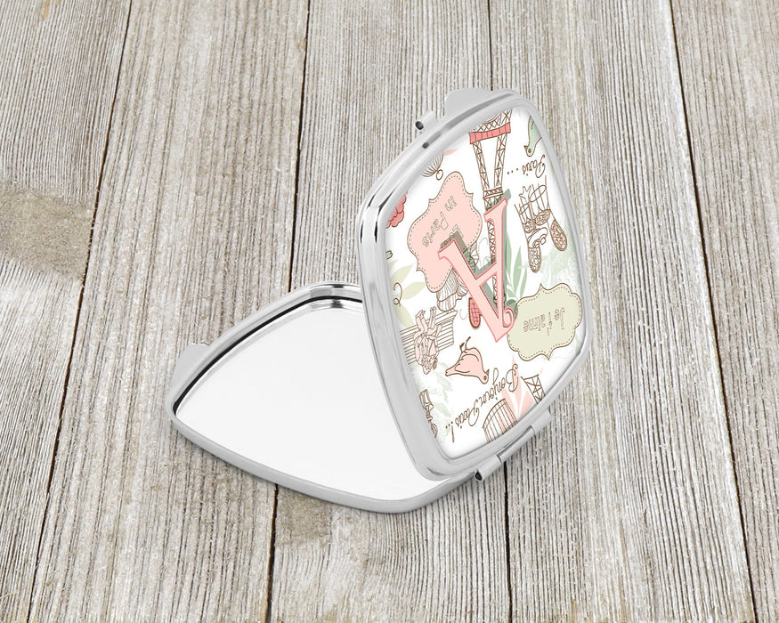 Letter A Love in Paris Pink Compact Mirror CJ2002-ASCM by Caroline's Treasures