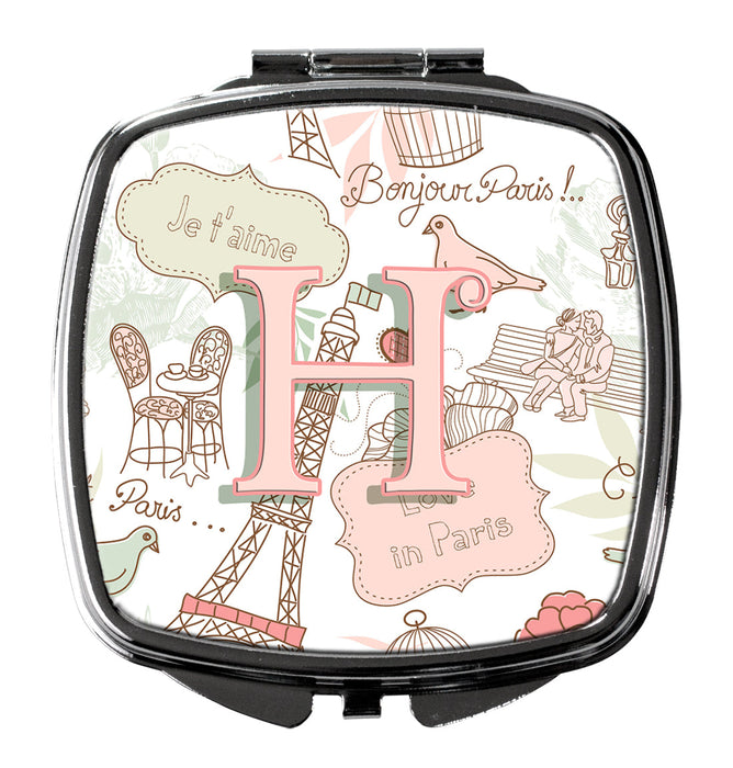 Letter H Love in Paris Pink Compact Mirror CJ2002-HSCM by Caroline's Treasures