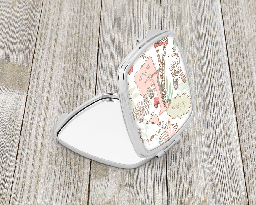 Letter I Love in Paris Pink Compact Mirror CJ2002-ISCM by Caroline's Treasures