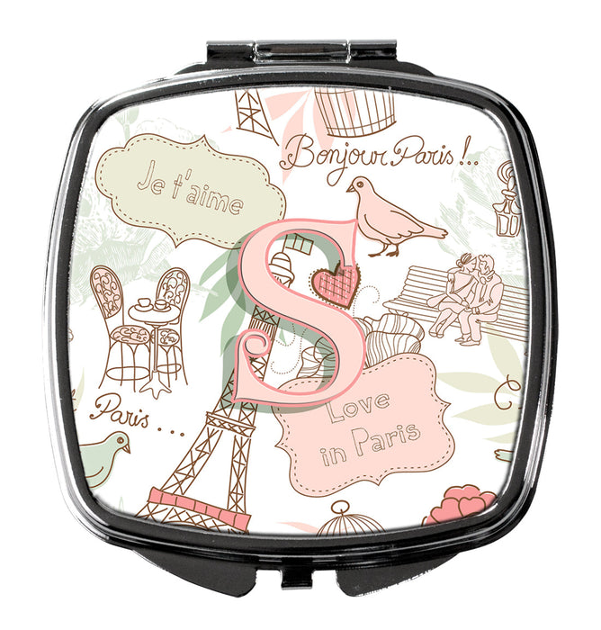 Letter S Love in Paris Pink Compact Mirror CJ2002-SSCM by Caroline's Treasures