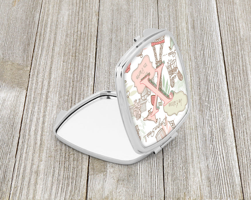 Letter X Love in Paris Pink Compact Mirror CJ2002-XSCM by Caroline's Treasures