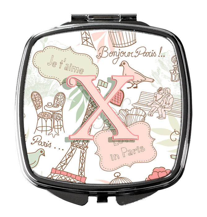 Letter X Love in Paris Pink Compact Mirror CJ2002-XSCM by Caroline's Treasures