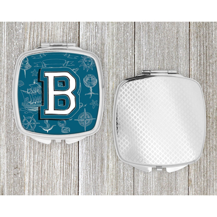 Letter B Sea Doodles Initial Alphabet Compact Mirror CJ2014-BSCM by Caroline's Treasures