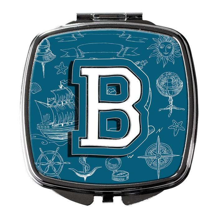 Letter B Sea Doodles Initial Alphabet Compact Mirror CJ2014-BSCM by Caroline's Treasures