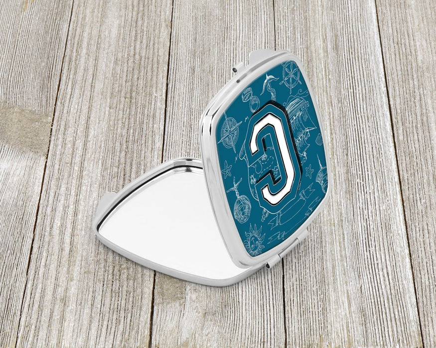 Letter C Sea Doodles Initial Alphabet Compact Mirror CJ2014-CSCM by Caroline's Treasures