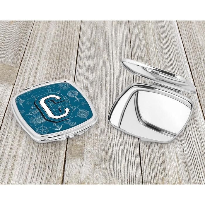 Letter C Sea Doodles Initial Alphabet Compact Mirror CJ2014-CSCM by Caroline's Treasures