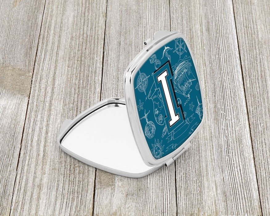 Letter I Sea Doodles Initial Alphabet Compact Mirror CJ2014-ISCM by Caroline's Treasures