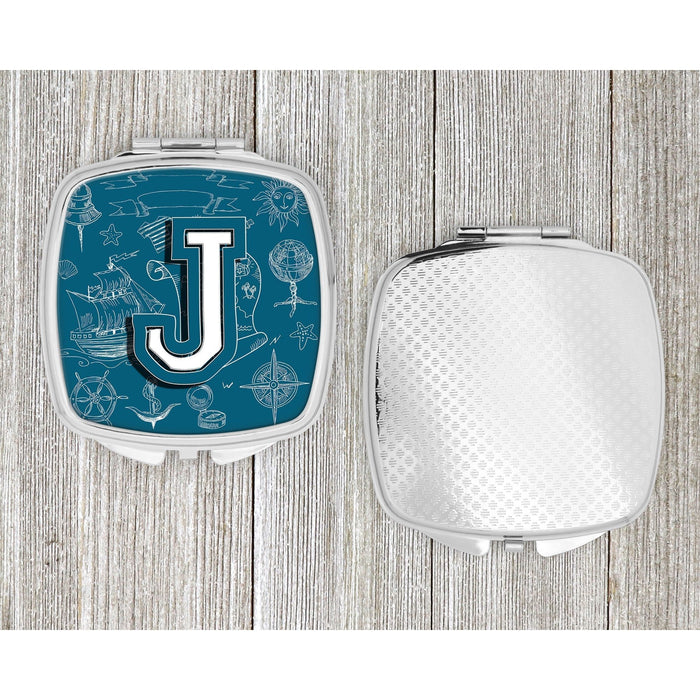 Letter J Sea Doodles Initial Alphabet Compact Mirror CJ2014-JSCM by Caroline's Treasures