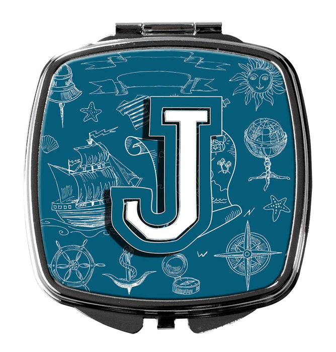 Letter J Sea Doodles Initial Alphabet Compact Mirror CJ2014-JSCM by Caroline's Treasures