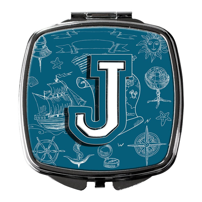 Letter J Sea Doodles Initial Alphabet Compact Mirror CJ2014-JSCM by Caroline's Treasures