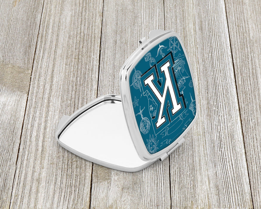 Letter K Sea Doodles Initial Alphabet Compact Mirror CJ2014-KSCM by Caroline's Treasures