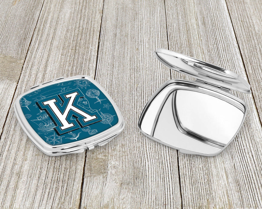 Letter K Sea Doodles Initial Alphabet Compact Mirror CJ2014-KSCM by Caroline's Treasures