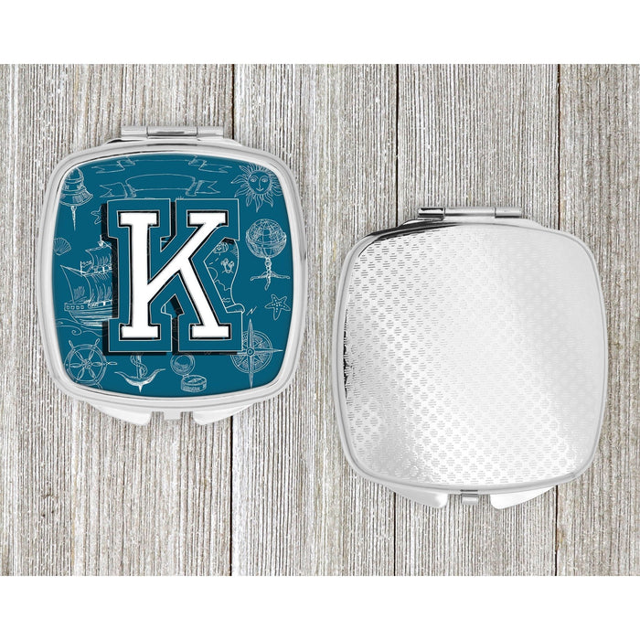 Letter K Sea Doodles Initial Alphabet Compact Mirror CJ2014-KSCM by Caroline's Treasures