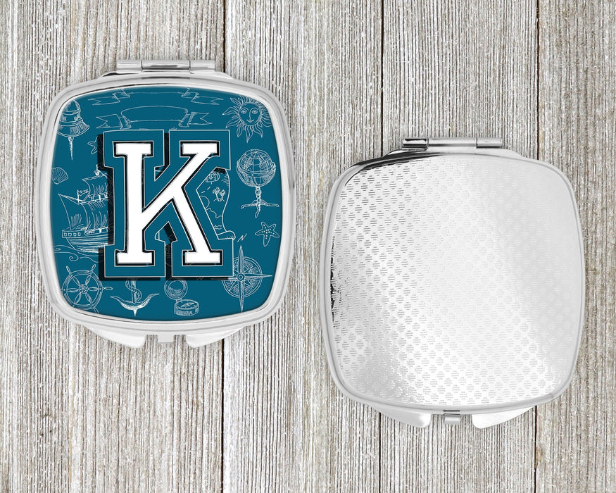 Letter K Sea Doodles Initial Alphabet Compact Mirror CJ2014-KSCM by Caroline's Treasures