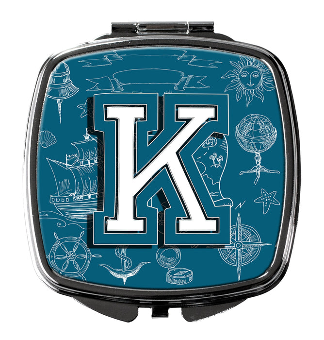 Letter K Sea Doodles Initial Alphabet Compact Mirror CJ2014-KSCM by Caroline's Treasures