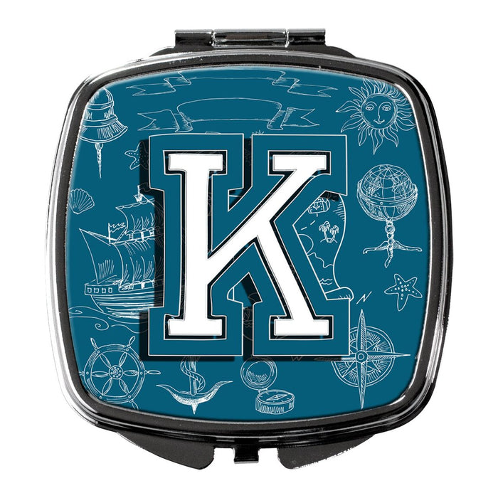 Letter K Sea Doodles Initial Alphabet Compact Mirror CJ2014-KSCM by Caroline's Treasures