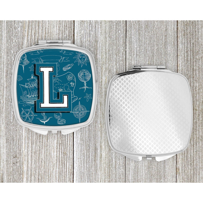 Letter L Sea Doodles Initial Alphabet Compact Mirror CJ2014-LSCM by Caroline's Treasures