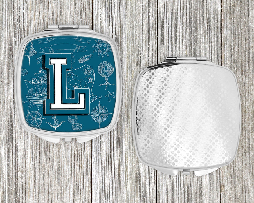 Letter L Sea Doodles Initial Alphabet Compact Mirror CJ2014-LSCM by Caroline's Treasures