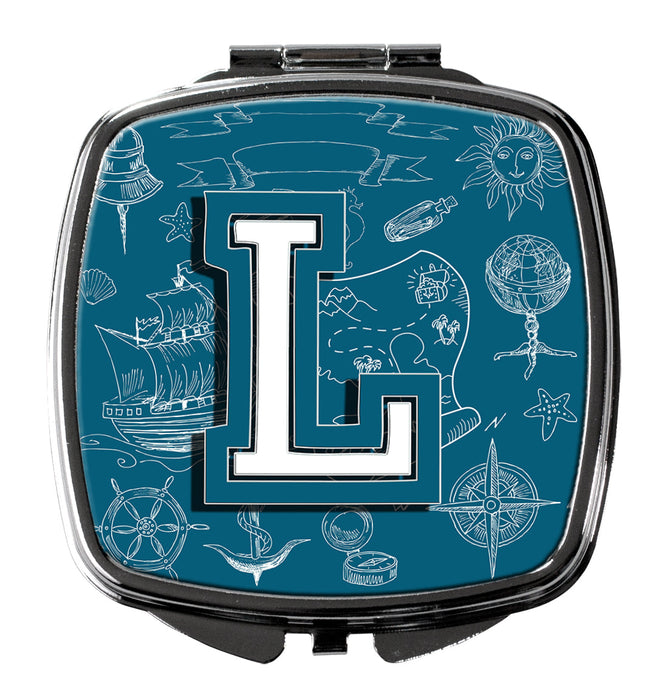 Letter L Sea Doodles Initial Alphabet Compact Mirror CJ2014-LSCM by Caroline's Treasures