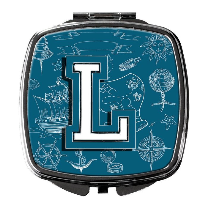 Letter L Sea Doodles Initial Alphabet Compact Mirror CJ2014-LSCM by Caroline's Treasures