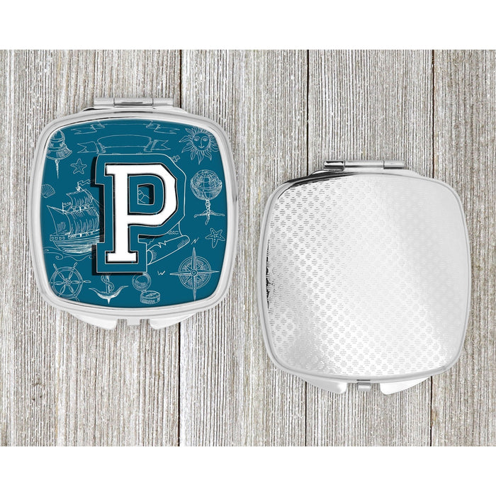 Letter P Sea Doodles Initial Alphabet Compact Mirror CJ2014-PSCM by Caroline's Treasures