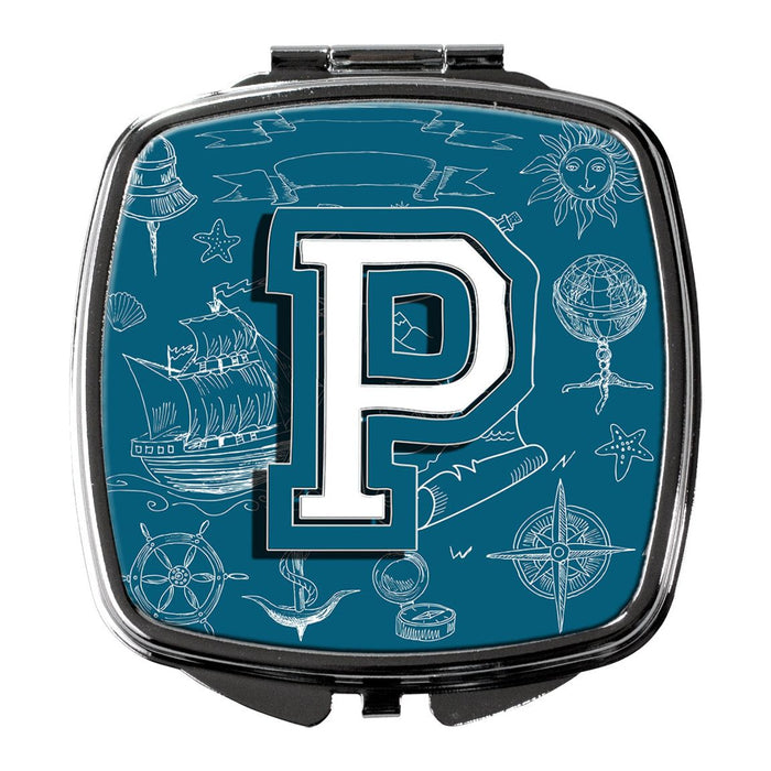 Letter P Sea Doodles Initial Alphabet Compact Mirror CJ2014-PSCM by Caroline's Treasures