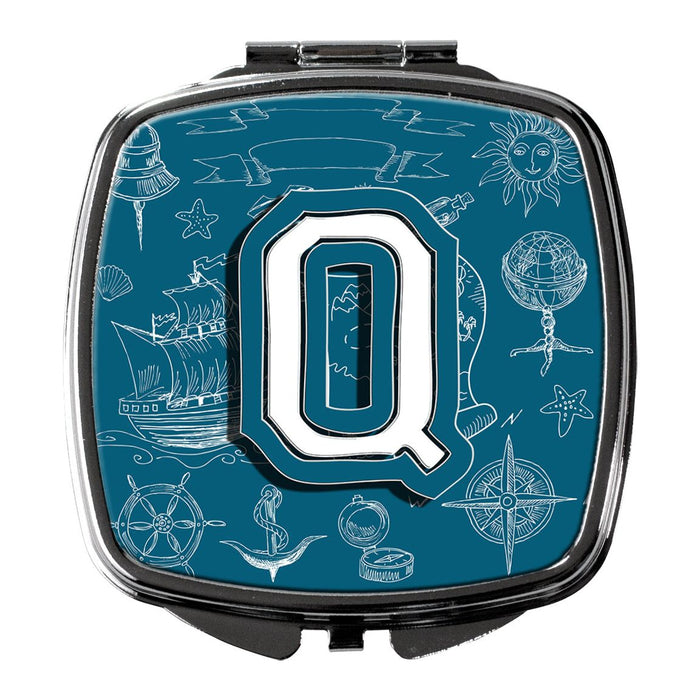 Letter Q Sea Doodles Initial Alphabet Compact Mirror CJ2014-QSCM by Caroline's Treasures