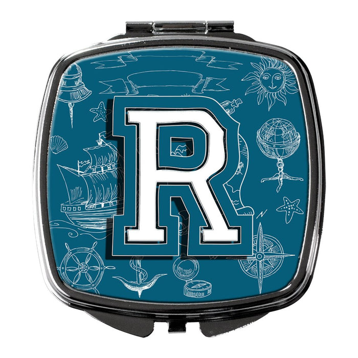 Letter R Sea Doodles Initial Alphabet Compact Mirror CJ2014-RSCM by Caroline's Treasures