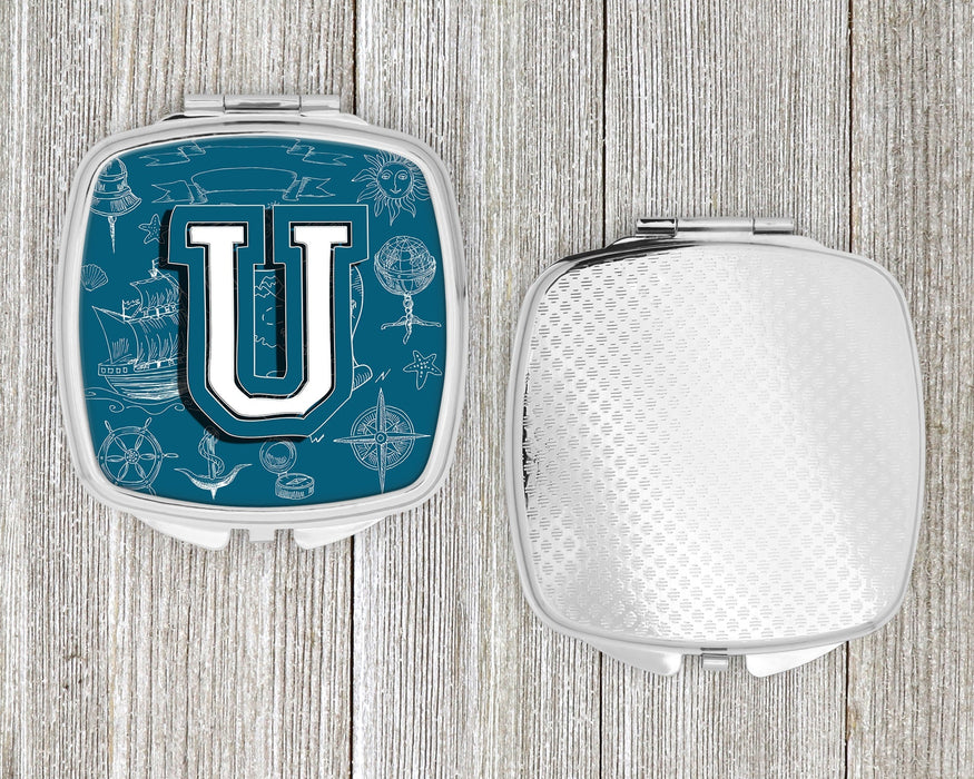 Letter U Sea Doodles Initial Alphabet Compact Mirror CJ2014-USCM by Caroline's Treasures