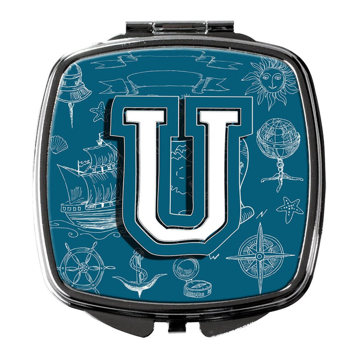 Letter U Sea Doodles Initial Alphabet Compact Mirror CJ2014-USCM by Caroline's Treasures