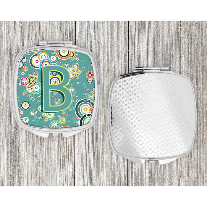 Letter B Circle Circle Teal Initial Alphabet Compact Mirror CJ2015-BSCM by Caroline's Treasures