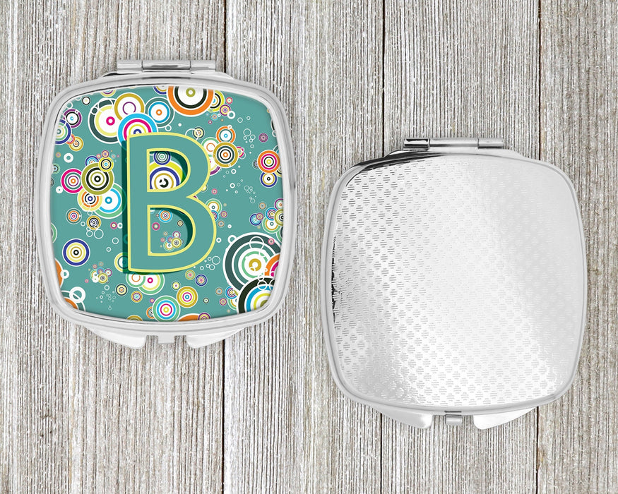 Letter B Circle Circle Teal Initial Alphabet Compact Mirror CJ2015-BSCM by Caroline's Treasures