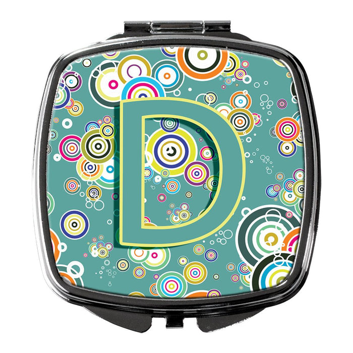 Letter D Circle Circle Teal Initial Alphabet Compact Mirror CJ2015-DSCM by Caroline's Treasures