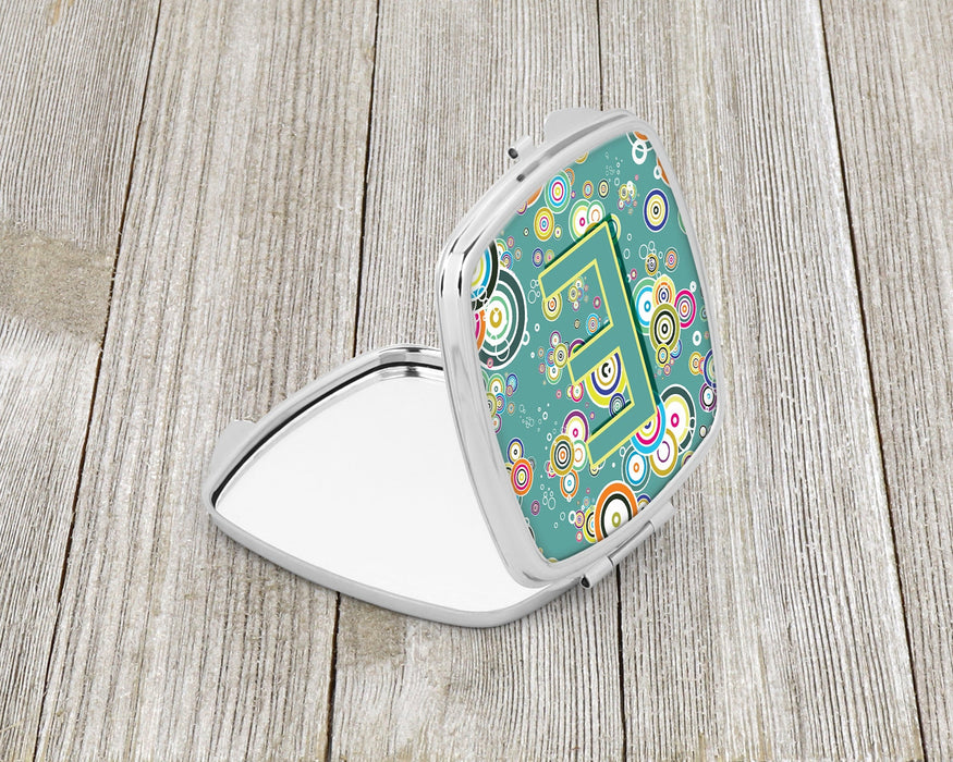 Circle Teal Initial Alphabet Compact Mirror