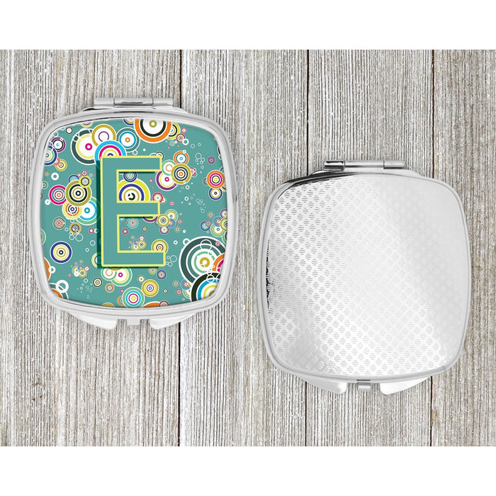 Circle Teal Initial Alphabet Compact Mirror