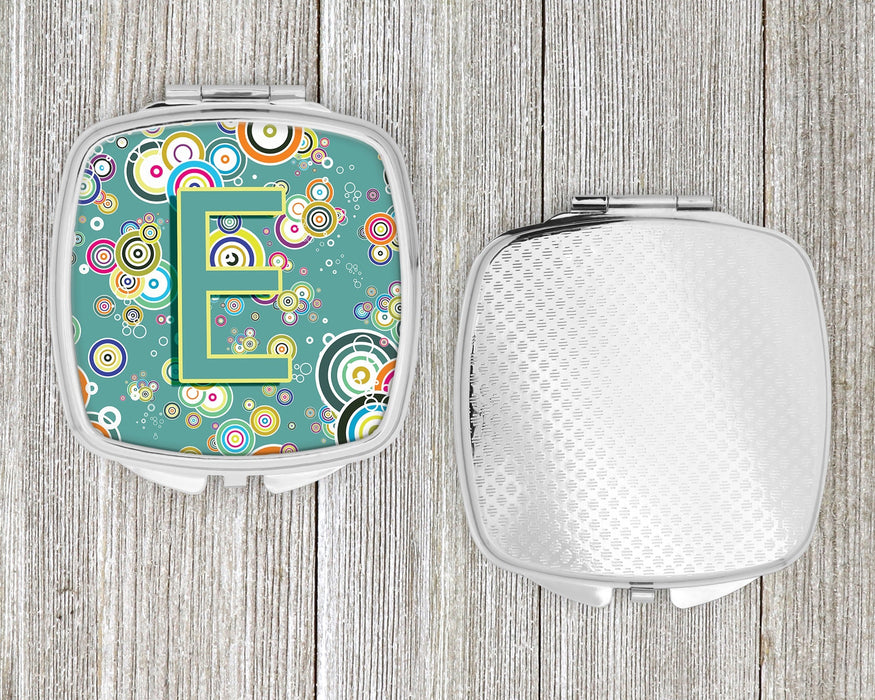 Circle Teal Initial Alphabet Compact Mirror