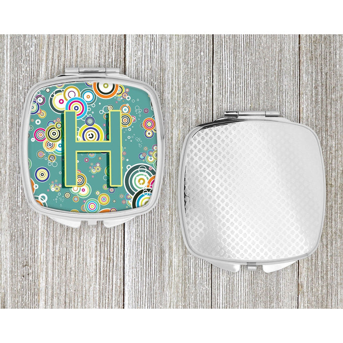 Letter H Circle Circle Teal Initial Alphabet Compact Mirror CJ2015-HSCM by Caroline's Treasures