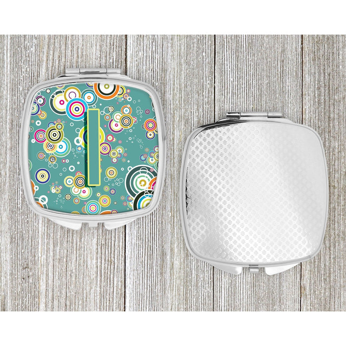 Letter I Circle Circle Teal Initial Alphabet Compact Mirror CJ2015-ISCM by Caroline's Treasures