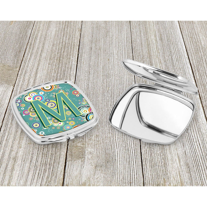 Letter M Circle Circle Teal Initial Alphabet Compact Mirror CJ2015-MSCM by Caroline's Treasures