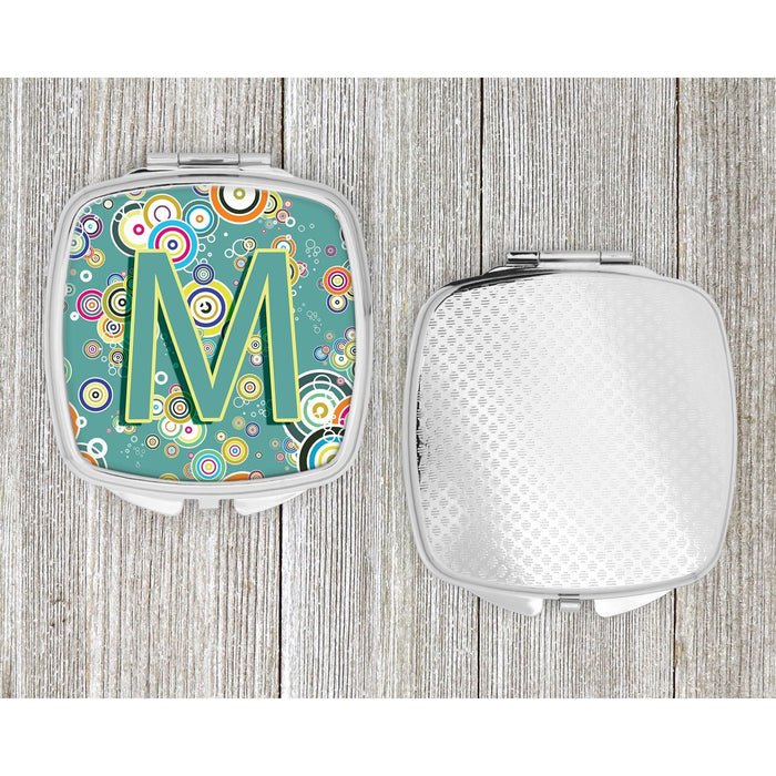 Letter M Circle Circle Teal Initial Alphabet Compact Mirror CJ2015-MSCM by Caroline's Treasures