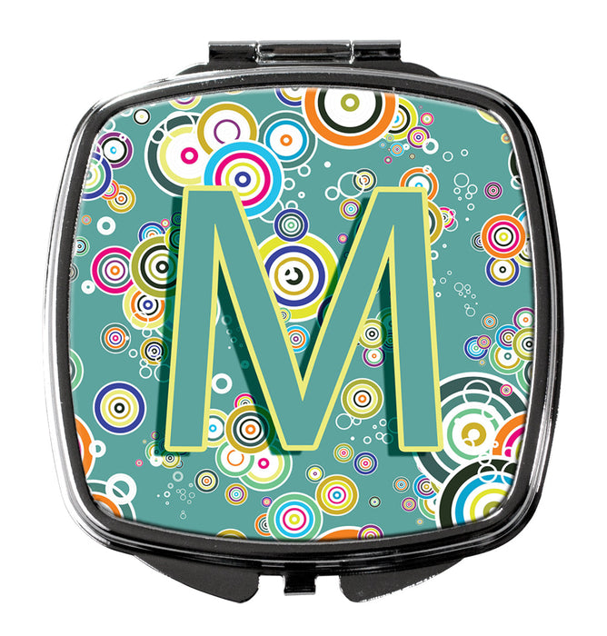 Letter M Circle Circle Teal Initial Alphabet Compact Mirror CJ2015-MSCM by Caroline's Treasures