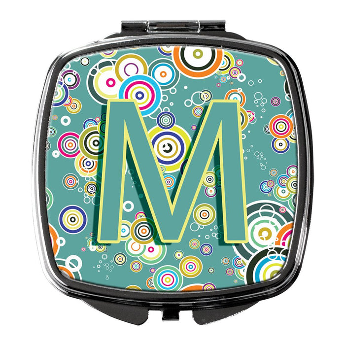 Letter M Circle Circle Teal Initial Alphabet Compact Mirror CJ2015-MSCM by Caroline's Treasures