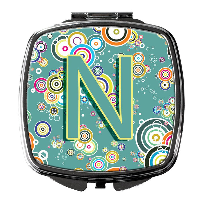 Letter N Circle Circle Teal Initial Alphabet Compact Mirror CJ2015-NSCM by Caroline's Treasures