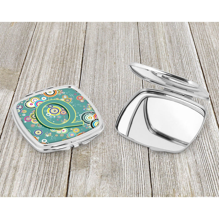 Letter Q Circle Circle Teal Initial Alphabet Compact Mirror CJ2015-QSCM by Caroline's Treasures