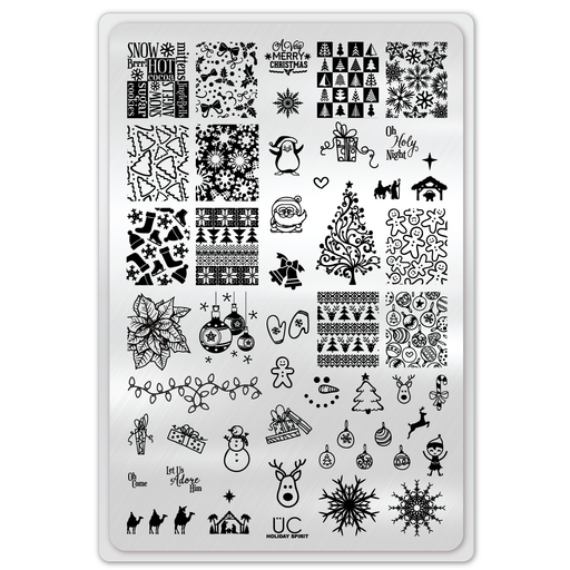 UberChic Beauty Holiday Spirit, (Christmas-01) Stamping Plate