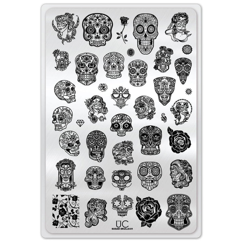 UberChic Beauty Sugar Skulls-01 Stamping Plate
