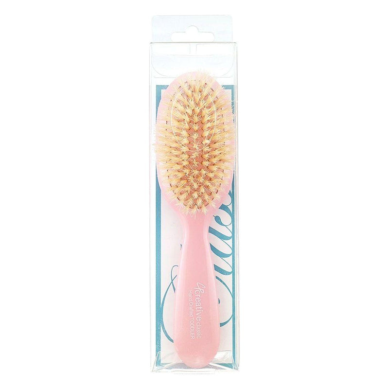 Creative Pro Hair Tools Classic Toddler/Baby Soft Boar Bristle Hair Brush-Colors-Blue-Pink-Silver Hair Brush