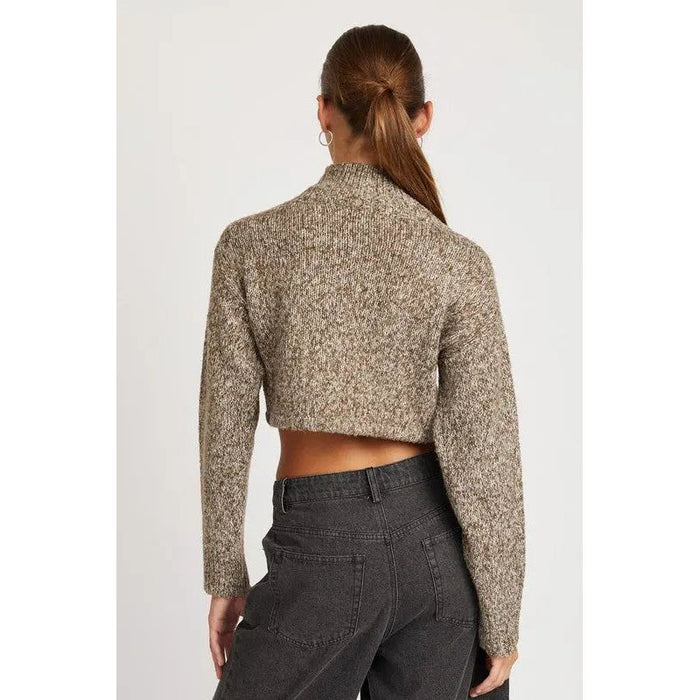 Contrasted Turtle Neck Crop Top