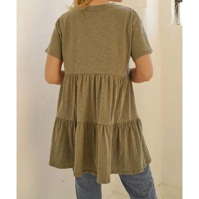 Cotton Slub Babydoll Slv Tunic Dress