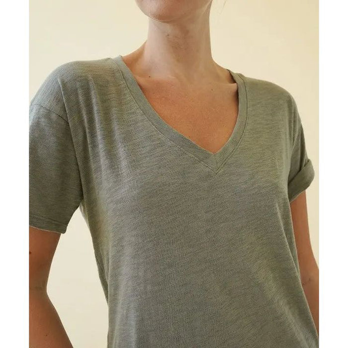 Cotton Slub V Neck On Her Day Top